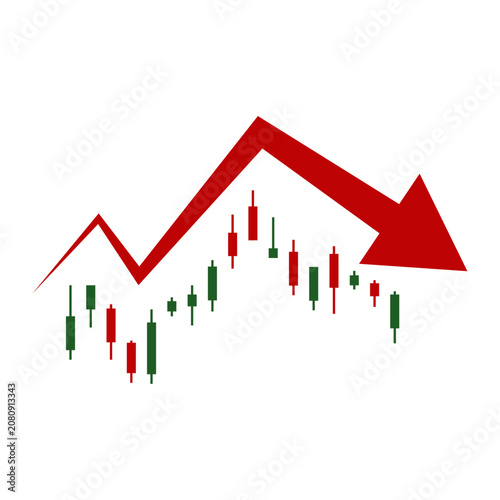 Photos Stock Market Downtrend and Bearish Financial Chart Icon