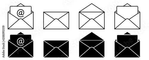 Set of Mail Envelope Icons Vector Design