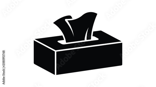Facial Tissue Box Silhouette Against White Background