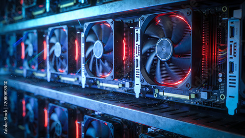 High-performance GPU server cluster for training large language models and artificial intelligence in a modern AI data center with advanced graphics processing hardware.