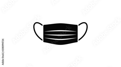 Black face mask silhouette with elastic straps simple graphic silhouette