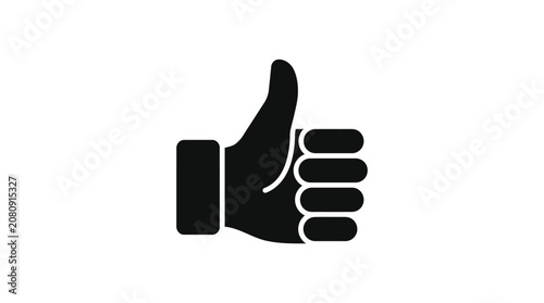 Thumbs up Hand Gesture Silhouette Against White Background
