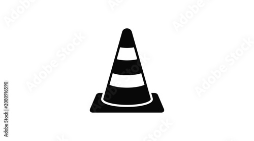 Traffic Cone Silhouette Against A White Background Silhouette