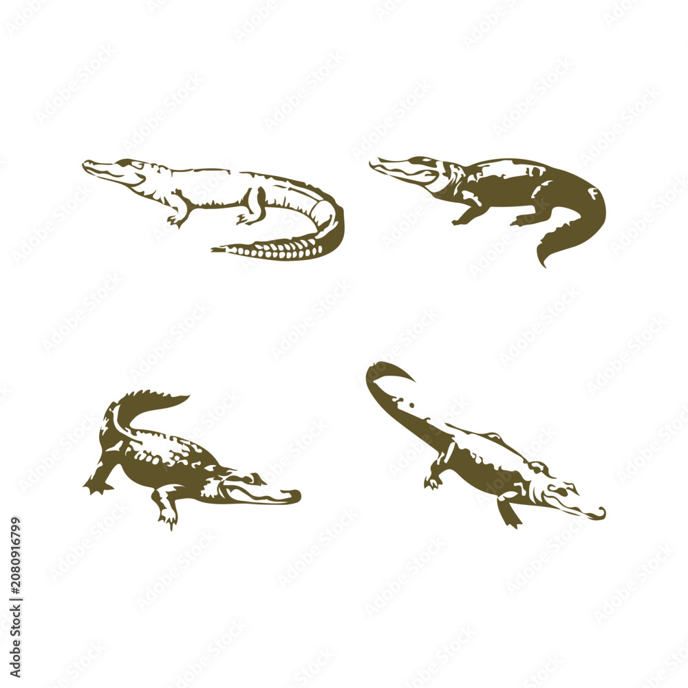 Obraz premium Free Icon Vector, Free Crocodile Black And White Vector, Free Crocodile Victor-5