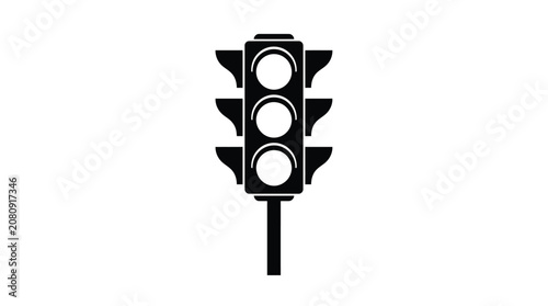 Traffic Light Silhouette On White Background lights
