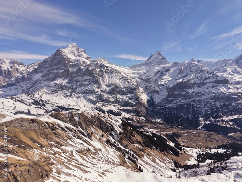 Canvas Print snow covered mountains in winter, winter mountain landscape, winter landscape in