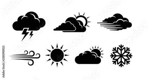 Foto Weather icons set with cloud sun snow