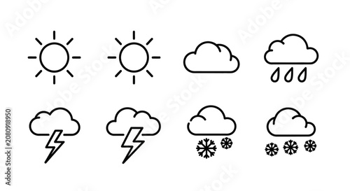 Tableau sur toile Weather icons for sunny cloudy rainy stormy