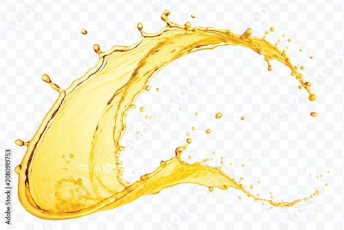 Obraz na plátne abstract orange or mango juice splashes in curve style isolated on white backgro
