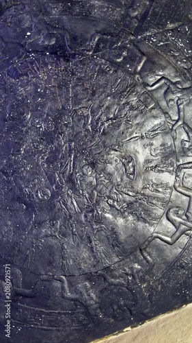 Ancient zodiac ceiling relief inside the Dendera Temple Complex showcasing