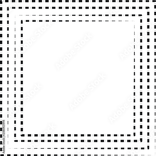 Black and white concentric dashed rectangle border frame vector illustration