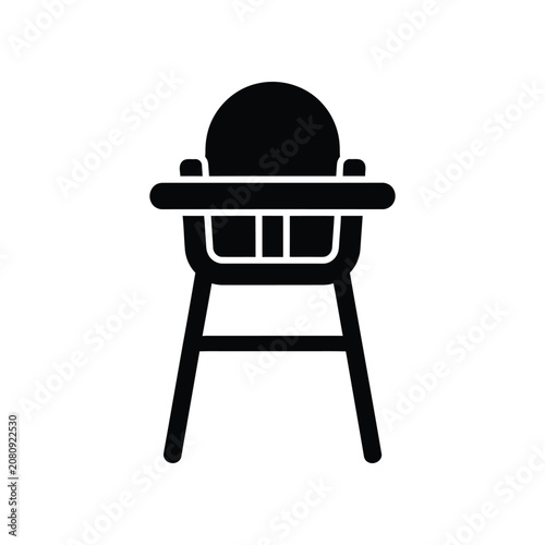 Baby high chair isolated on white background for food time concept with clean design