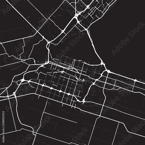 Foto Hamilton Ontario in Canada map illustration displays roads and highways on a bla