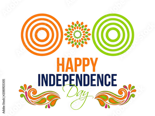 Celebrating Independence Day with decorative orange and green circular mandala patterns on white