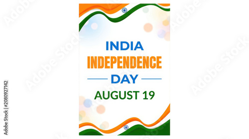 Abstract Wavy Indian Flag Colors Background Design for India Independence Day Celebration Poster