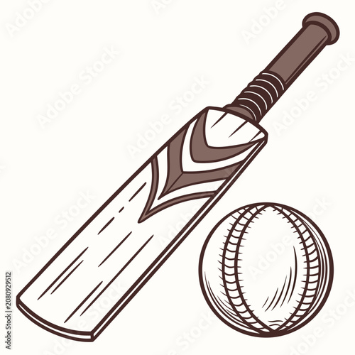 фотографія Wooden cricket bat and leather ball professional sports equipment with equipment