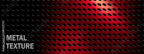 Foto Perforated hole mesh and texture plate red with background black pattern