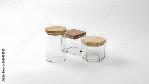 Simple Round and Square Glass Jars for Clean Desk Storage