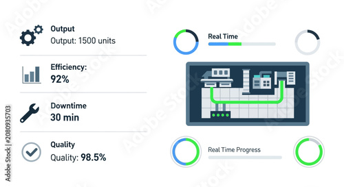 Industrial Production Dashboard: Output, Efficiency, Downtime, Quality Metrics