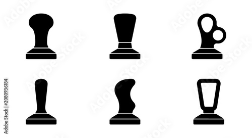 Tableau sur toile Coffee Tamper Icons, Espresso Tamper Set, Barista Tool Vector Graphics, Black Si