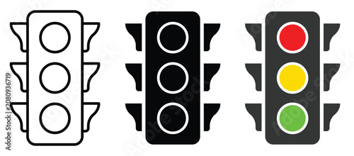 Obraz na plátně Three distinct traffic light signal icons illustrated as a professional vector g
