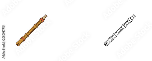 Konstfotografi Cartoon illustrations of bamboo blowpipe text version in flat colored brown gree