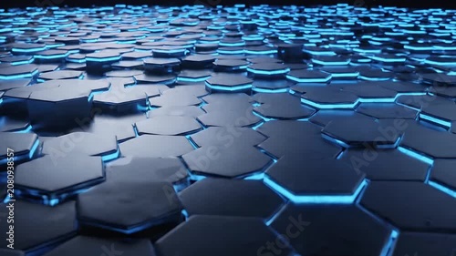 Abstract blue glowing hexagon pattern futuristic tech background