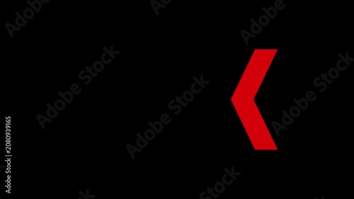 Left directional arrow loop animation. Animated arrows for the overlay video layer. arrow extending on black background