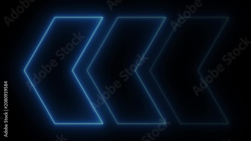 Glowing neon light animated traffic directional arrows sign. Left arrow for road direction. Flashing direction indicator. Neon swipe right arrow animation. Blinking direction arrows