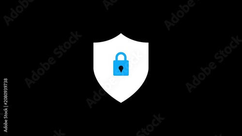 Shield animated icon. Protective shield animated on black background.