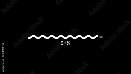 Loading bar animation. Futuristic uploading progress bar animation on black background. Computer cyberpunk loading screen.