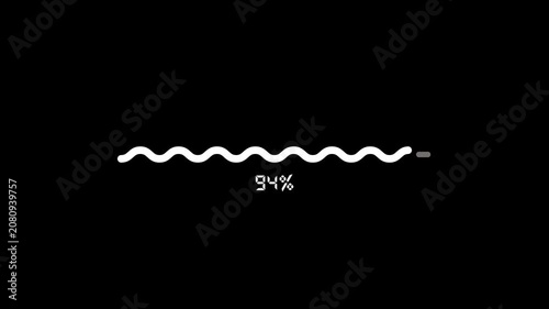 Loading bar animation. Futuristic uploading progress bar animation on black background. Computer cyberpunk loading screen.
