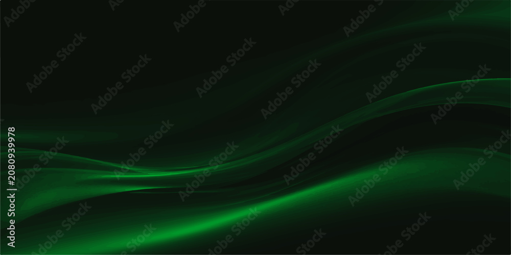 Fototapeta premium Abstract Green Flowing Light Waves Background with Glowing Energy Lines Digital Motion Texture Modern Wallpaper Design Illustration