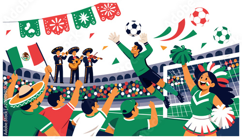 Foto Soccer Fans Celebrate Goal Mexico.