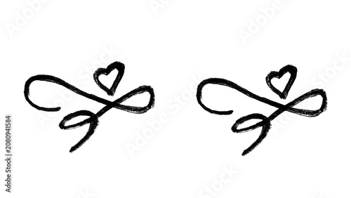 Quadro su tela Hand Drawn Heart Swirl Flourish Doodle Brushes Set – Adobe Illustrator Line Art
