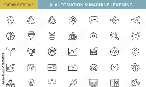 AI Automation Icons Set Modern Minimal Vector Pack for Designers