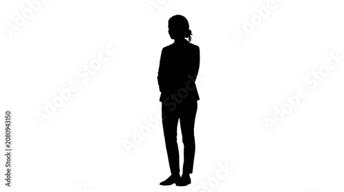 Silhouette of person standing with hands in pockets isolated on transparent background, Vector