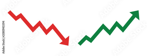 Konstfotografi Up and down arrow graphs showing contrasting financial market trends