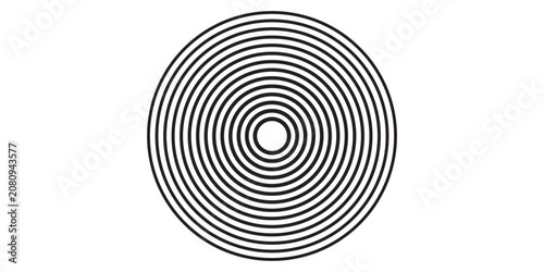 Black concentric circle set. Sonar or sound wave ring collection. Dotted and linear epicentre, target, radar icon concept. Ripple radial signal or vibration elements.