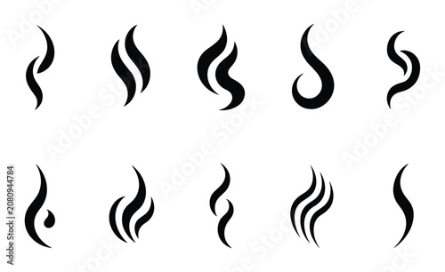 Quadro su tela A collection of ten black and white abstract graphic icons representing wisps of