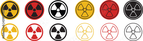 Photos Radiation symbol icon set collection with nuclear hazard warning signs in black
