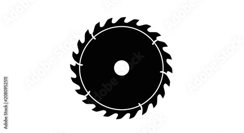 Photos Circular saw blade with teeth black and white silhouette