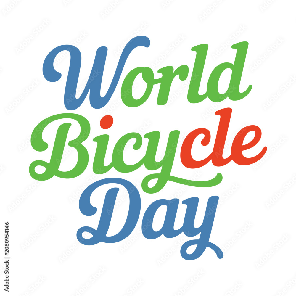 Naklejka premium Bicycle day script style text isolated on a white background