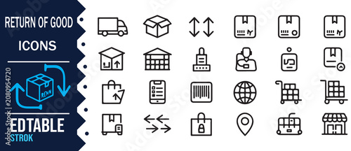 Product Return Refund and Exchange Outline Icons Editable Vector Collection