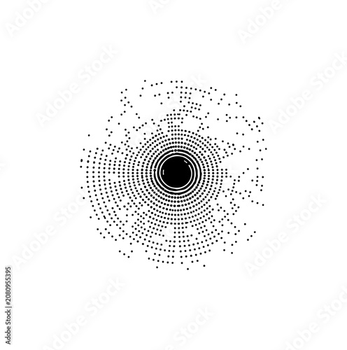 Halftone dot pattern, black and white design, abstract background, geometric shapes