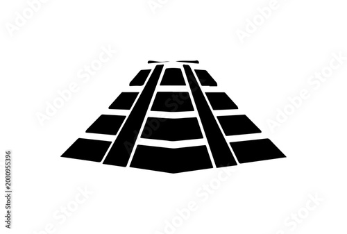 Black road, highway, traffic lane, vector icon, transportation symbol