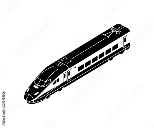 Monochrome train, vector illustration, transportation icon, rail vehicle
