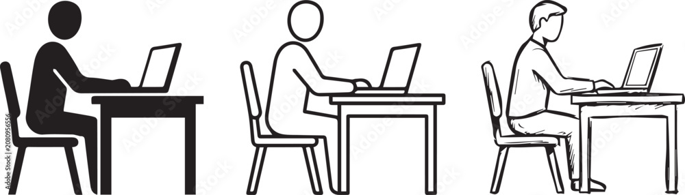 Fototapeta premium People working on laptops in office setting