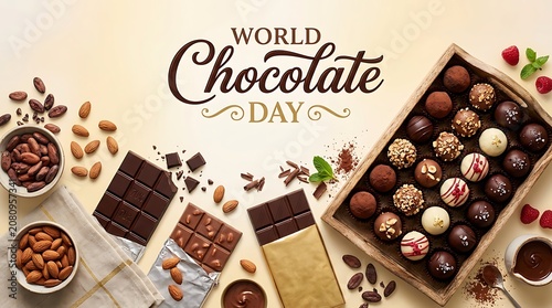 World chocolate day celebration with assorted chocolates