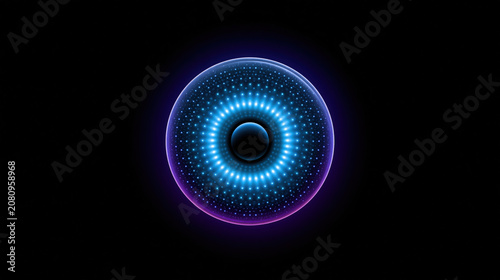 Futuristic Glowing Blue Artificial Intelligence Eye on Black Background, created with Generative AI Technology, ai, generative